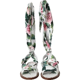 Multicolor Floral Print Ankle Wrap Sandals Shoes