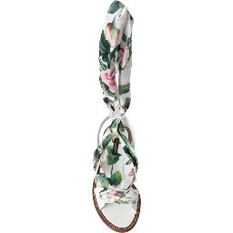 Multicolor Floral Print Ankle Wrap Sandals Shoes