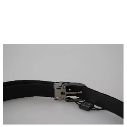 Black Velvet Silver Tone Metal Buckle Men Belt