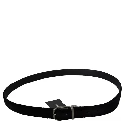 Black Velvet Silver Tone Metal Buckle Men Belt