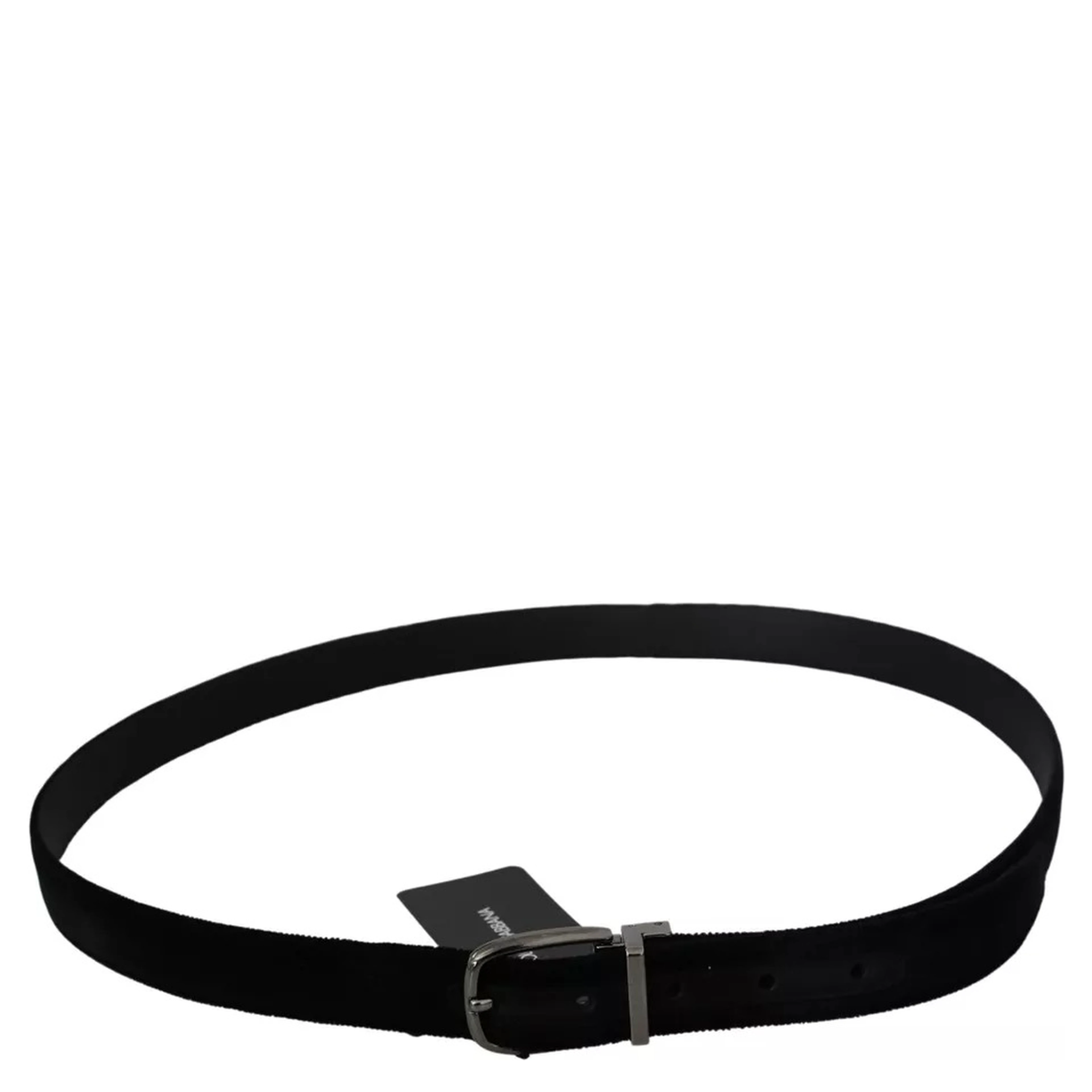 Black Velvet Silver Tone Metal Buckle Men Belt