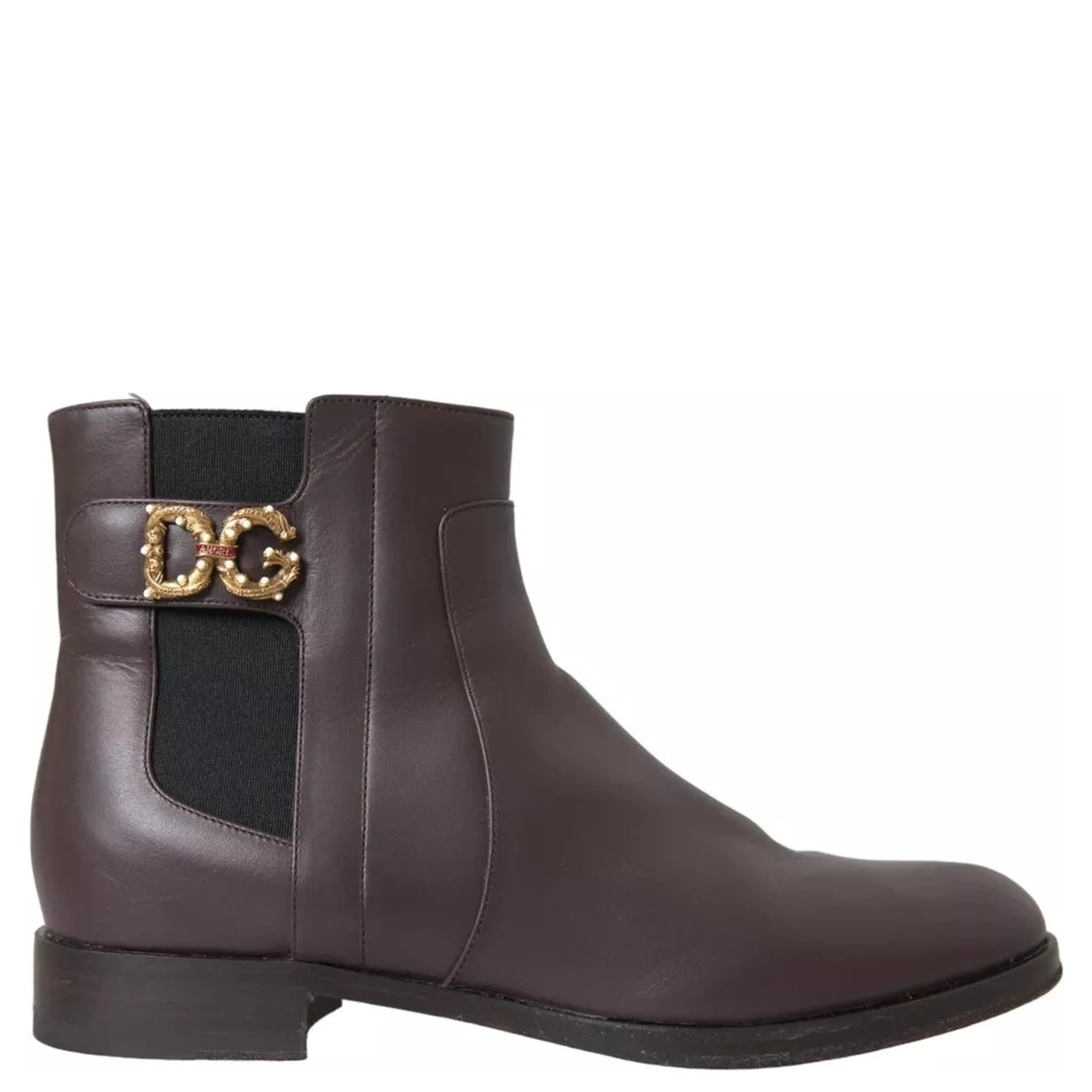 Brown Leather AMORE Flats Ankle Boots Shoes