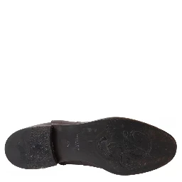 Brown Leather AMORE Flats Ankle Boots Shoes