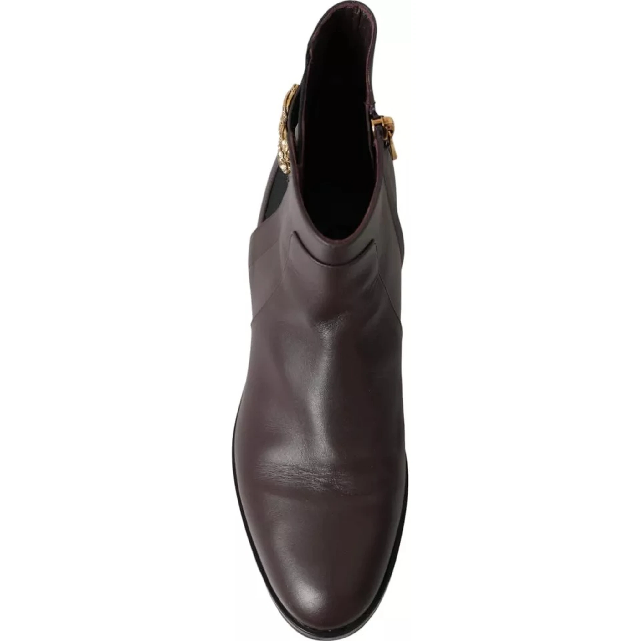 Brown Leather AMORE Flats Ankle Boots Shoes