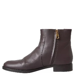 Brown Leather AMORE Flats Ankle Boots Shoes