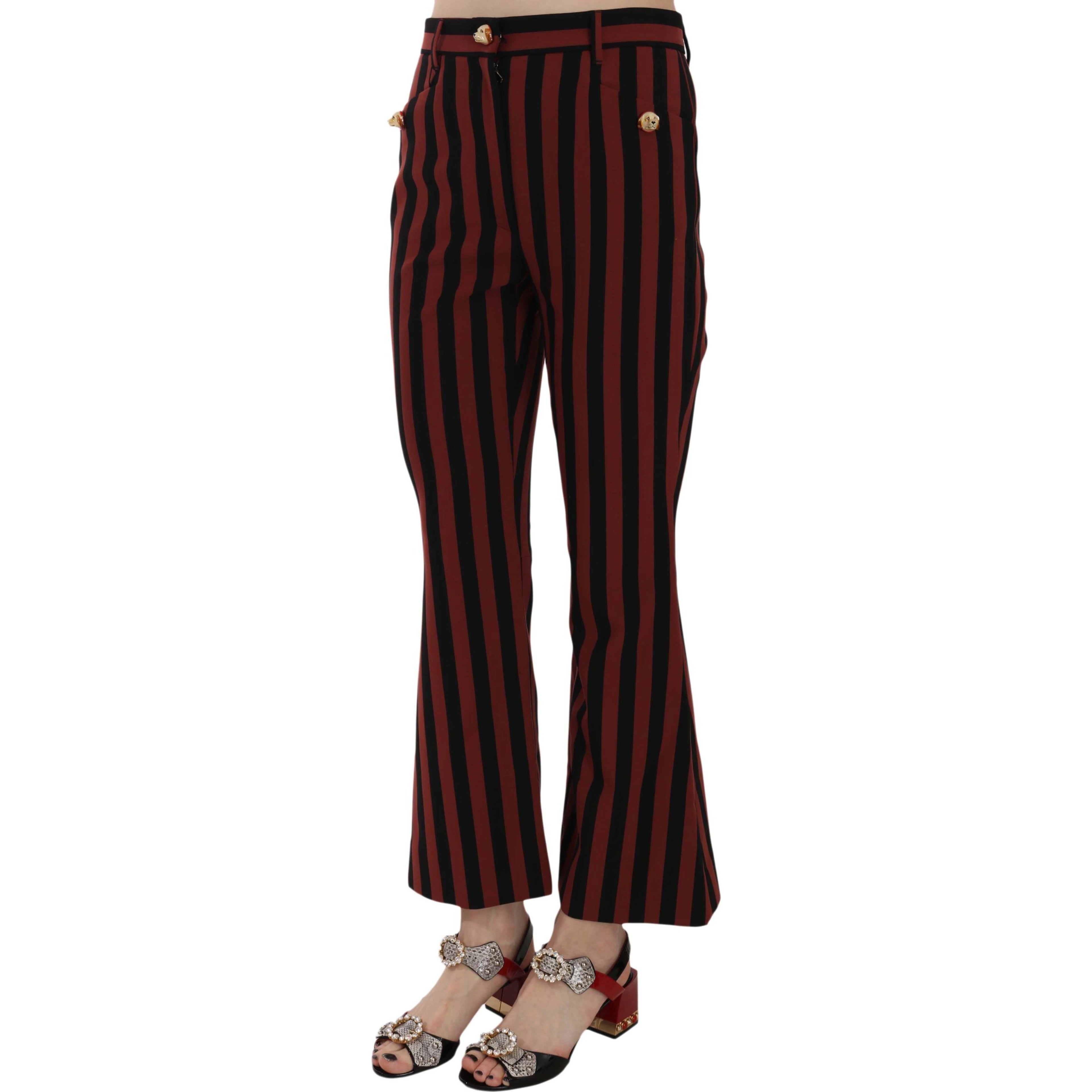 Black Amaranth Stripe Cropped Flared Pants