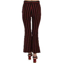 Black Amaranth Stripe Cropped Flared Pants