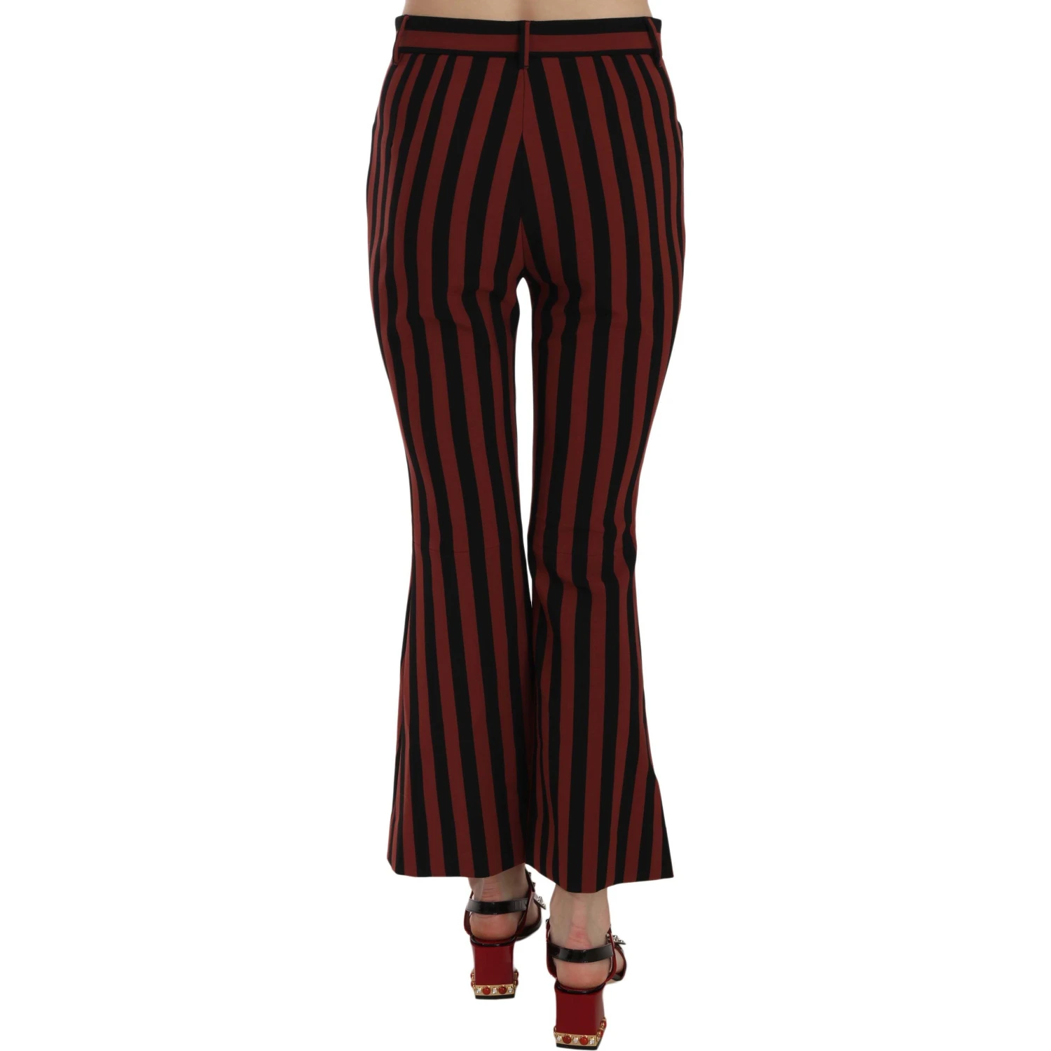 Black Amaranth Stripe Cropped Flared Pants