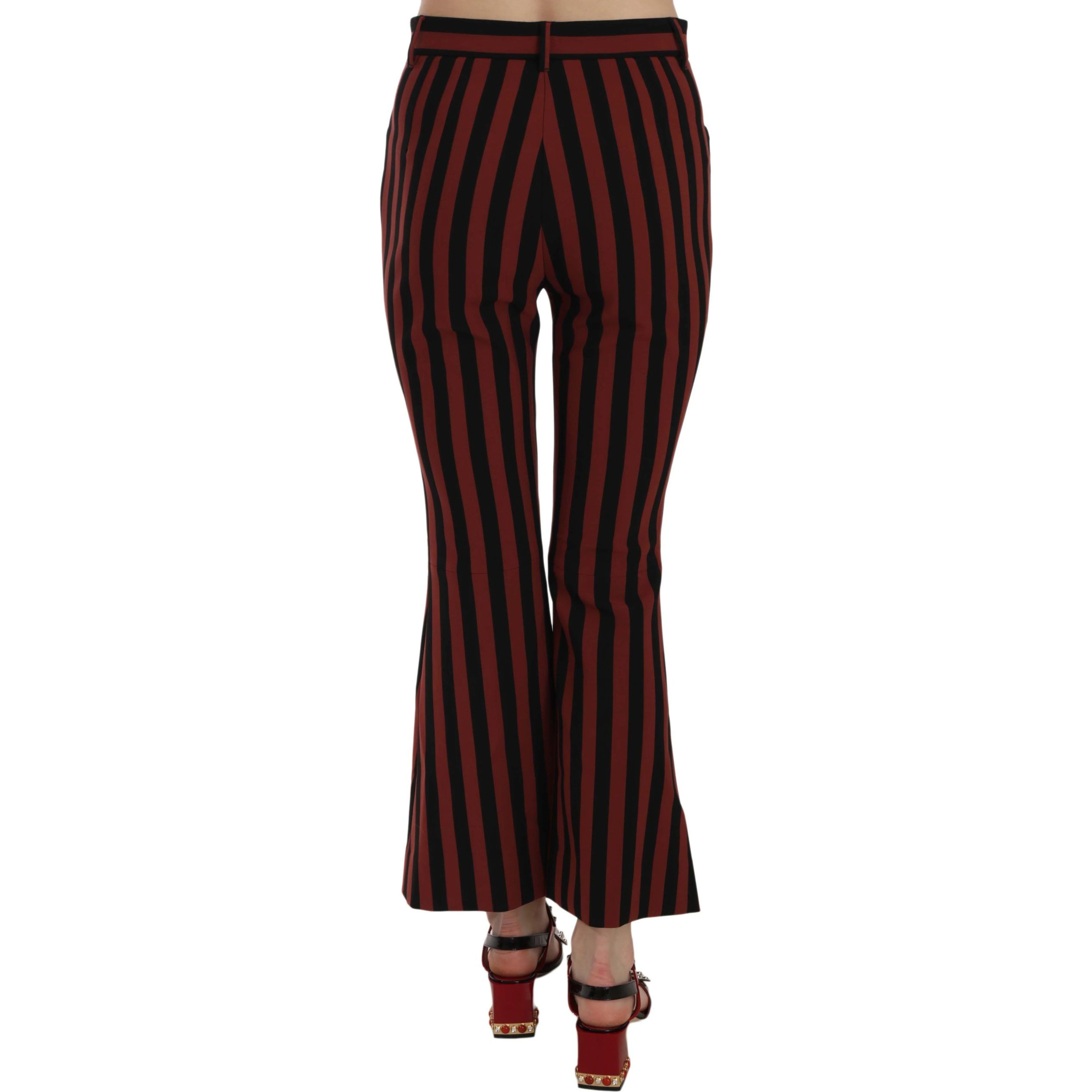 Black Amaranth Stripe Cropped Flared Pants