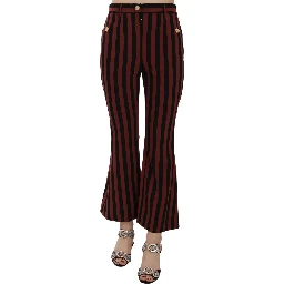 Black Amaranth Stripe Cropped Flared Pants