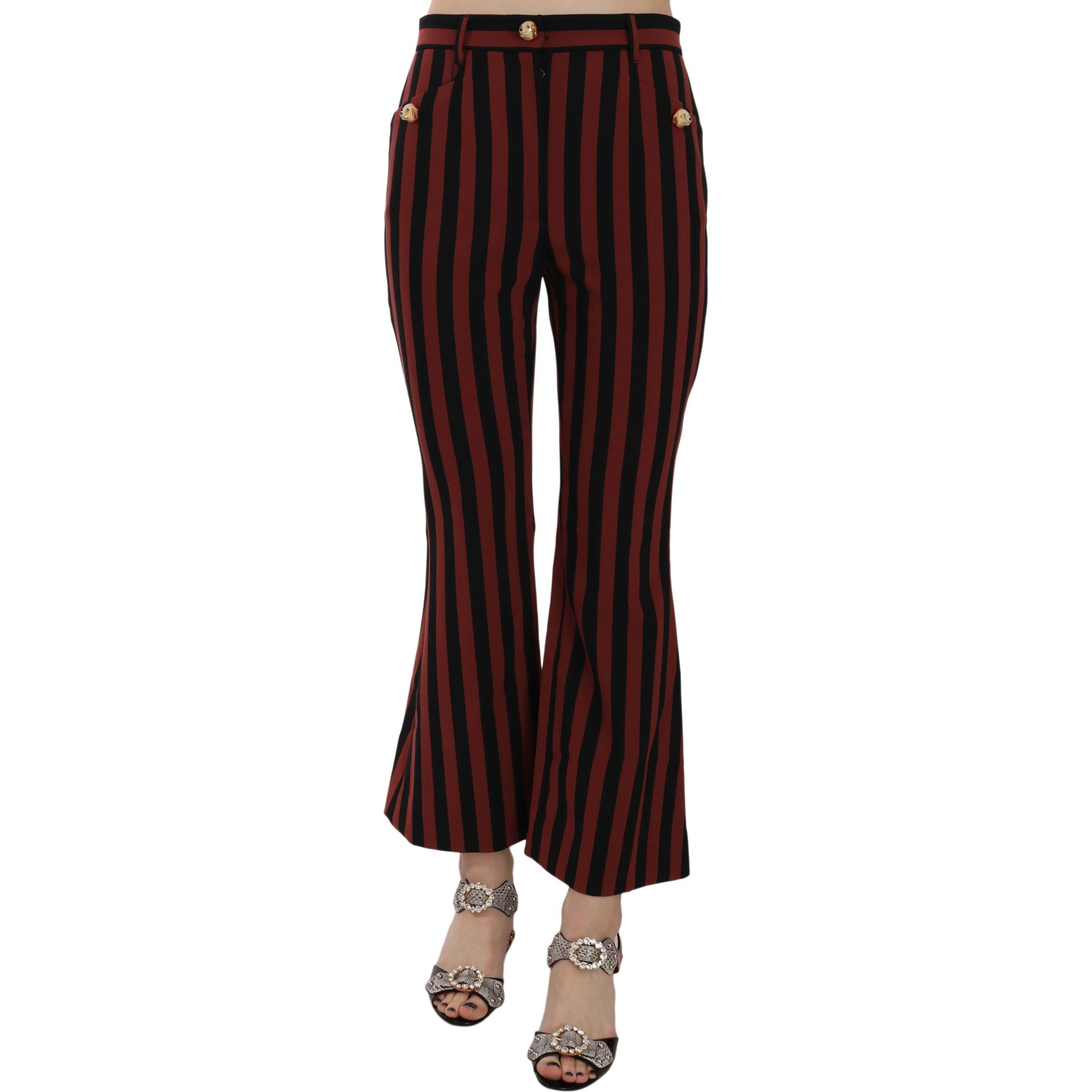 Black Amaranth Stripe Cropped Flared Pants