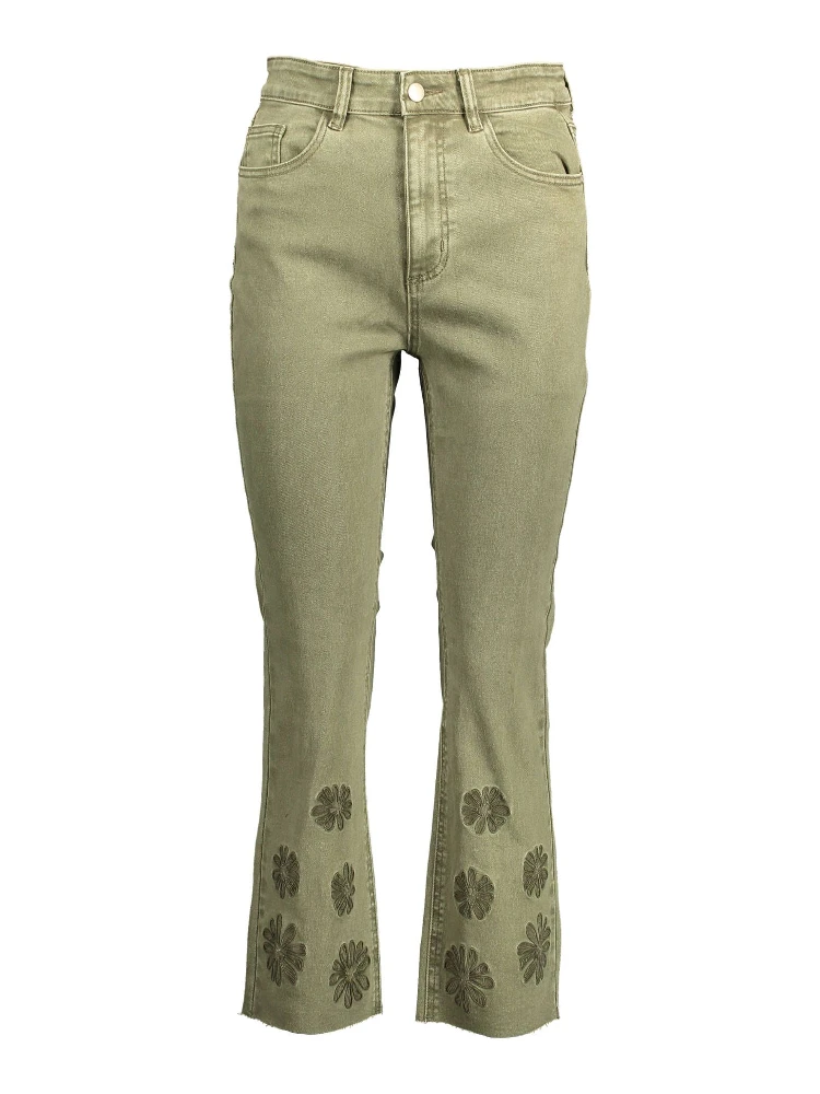 Green Cotton Jeans & Pants