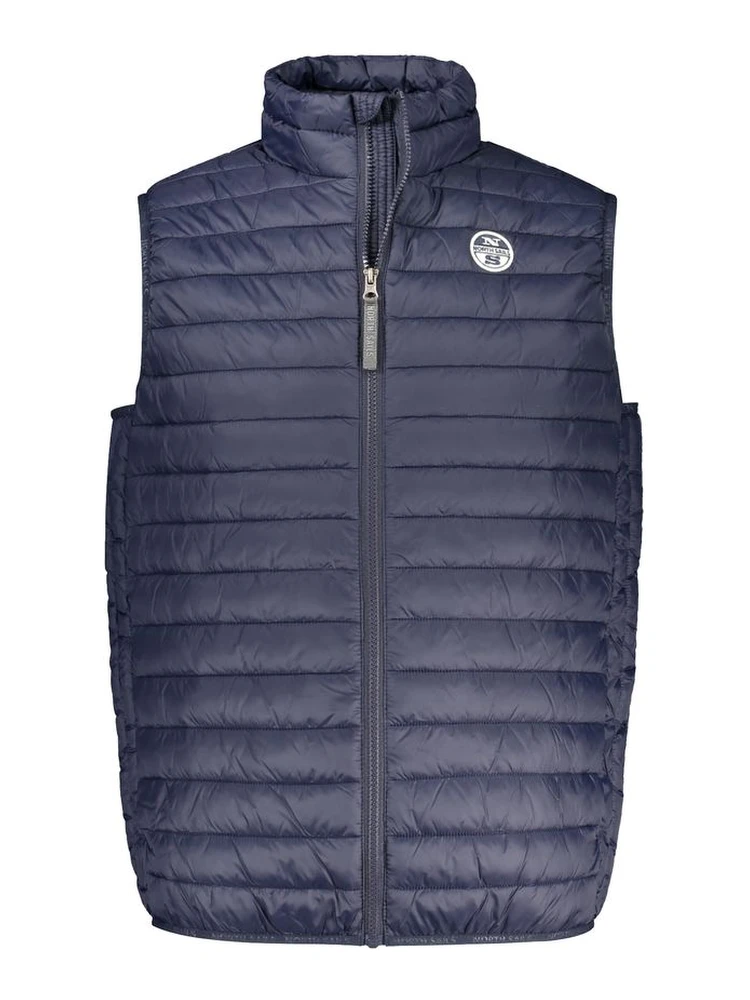 Blue Polyamide Sleveless Jacket