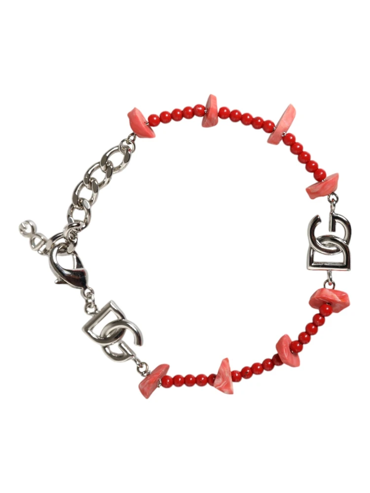 Silver Tone Brass Beaded Resin DG Logo Chain Bracelet alternative