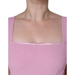 Pink A-line Flare Viscose Sleeveless Dress