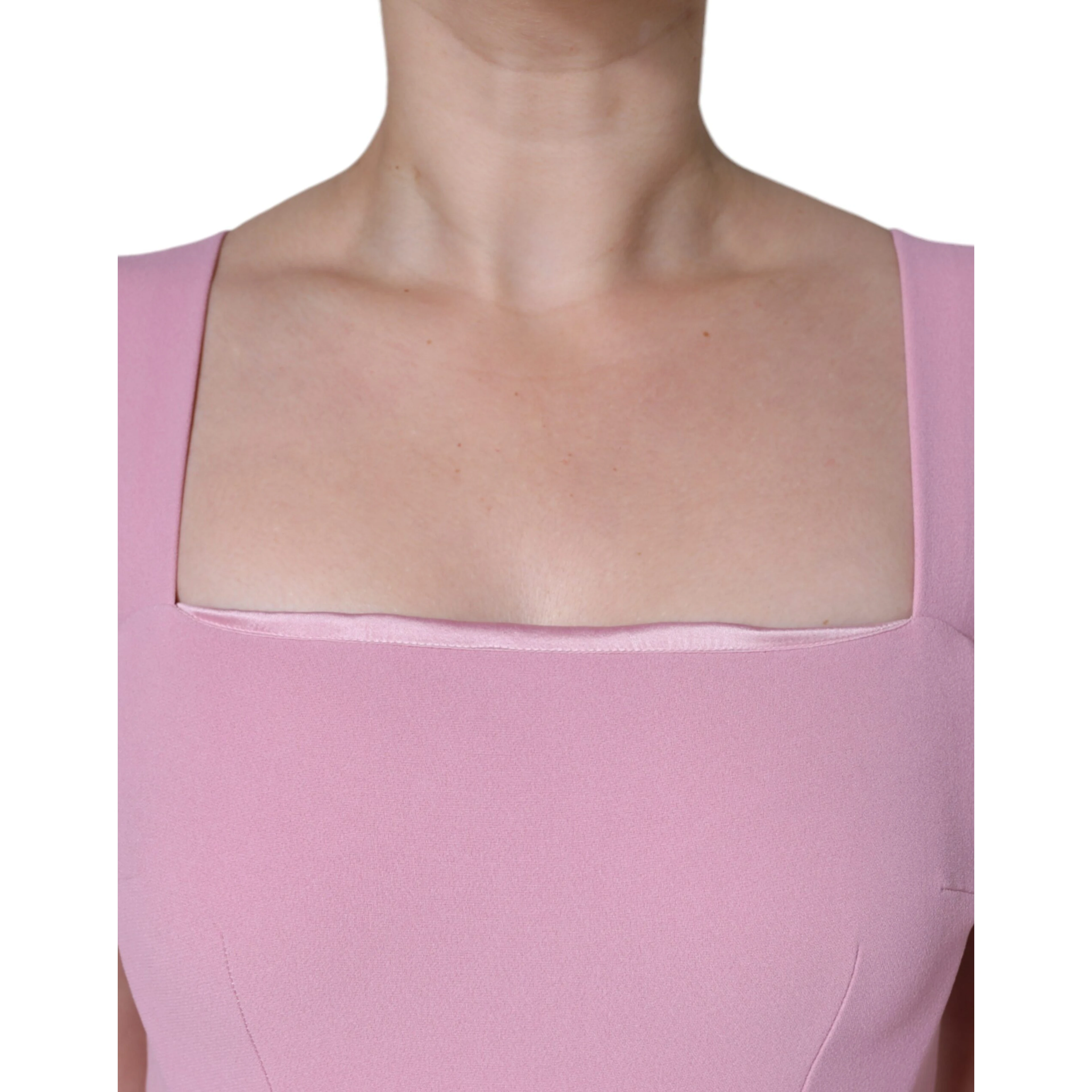 Pink A-line Flare Viscose Sleeveless Dress