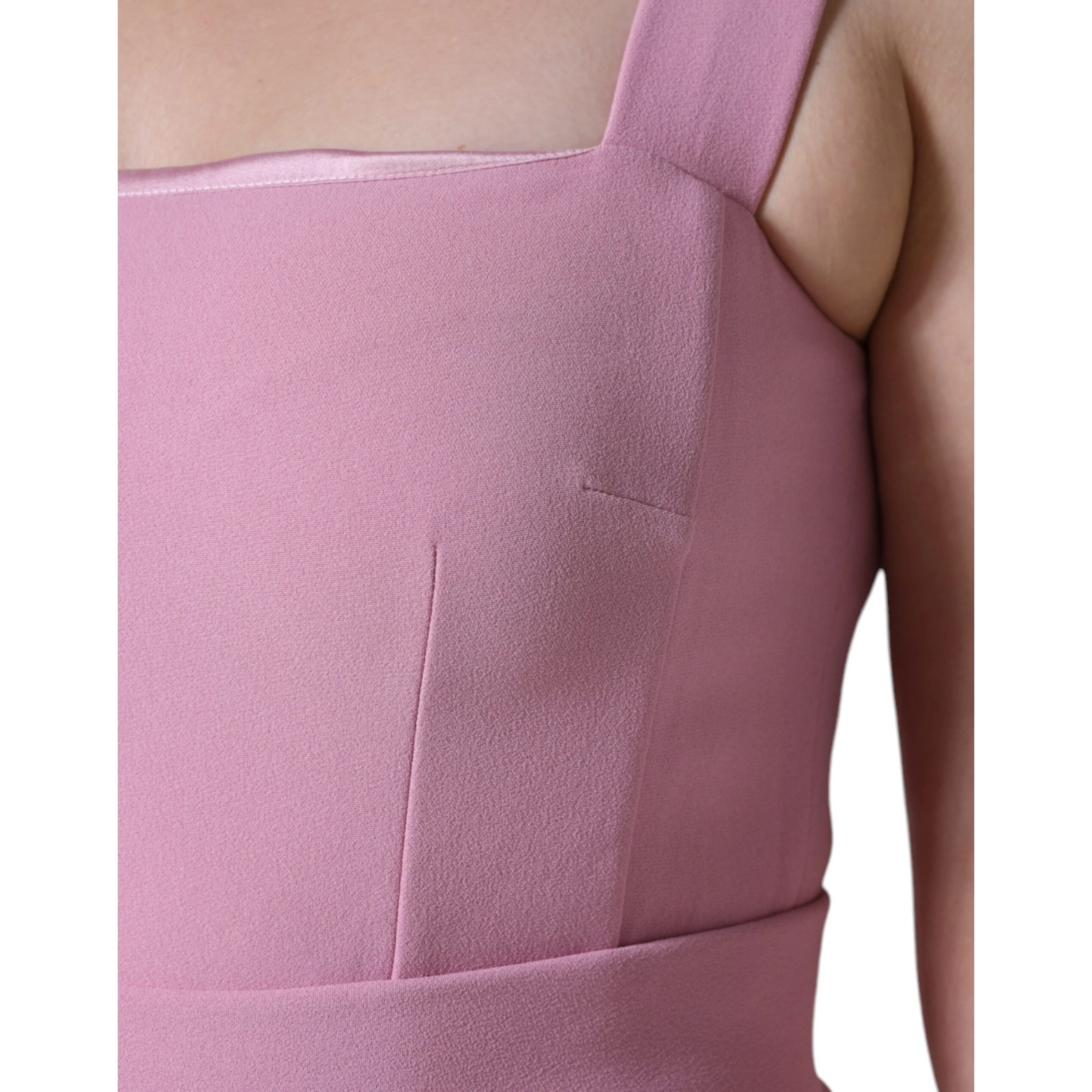 Pink A-line Flare Viscose Sleeveless Dress