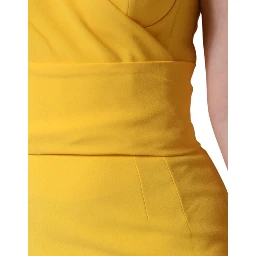 Yellow One Shoulder Side Slit Midi Dress