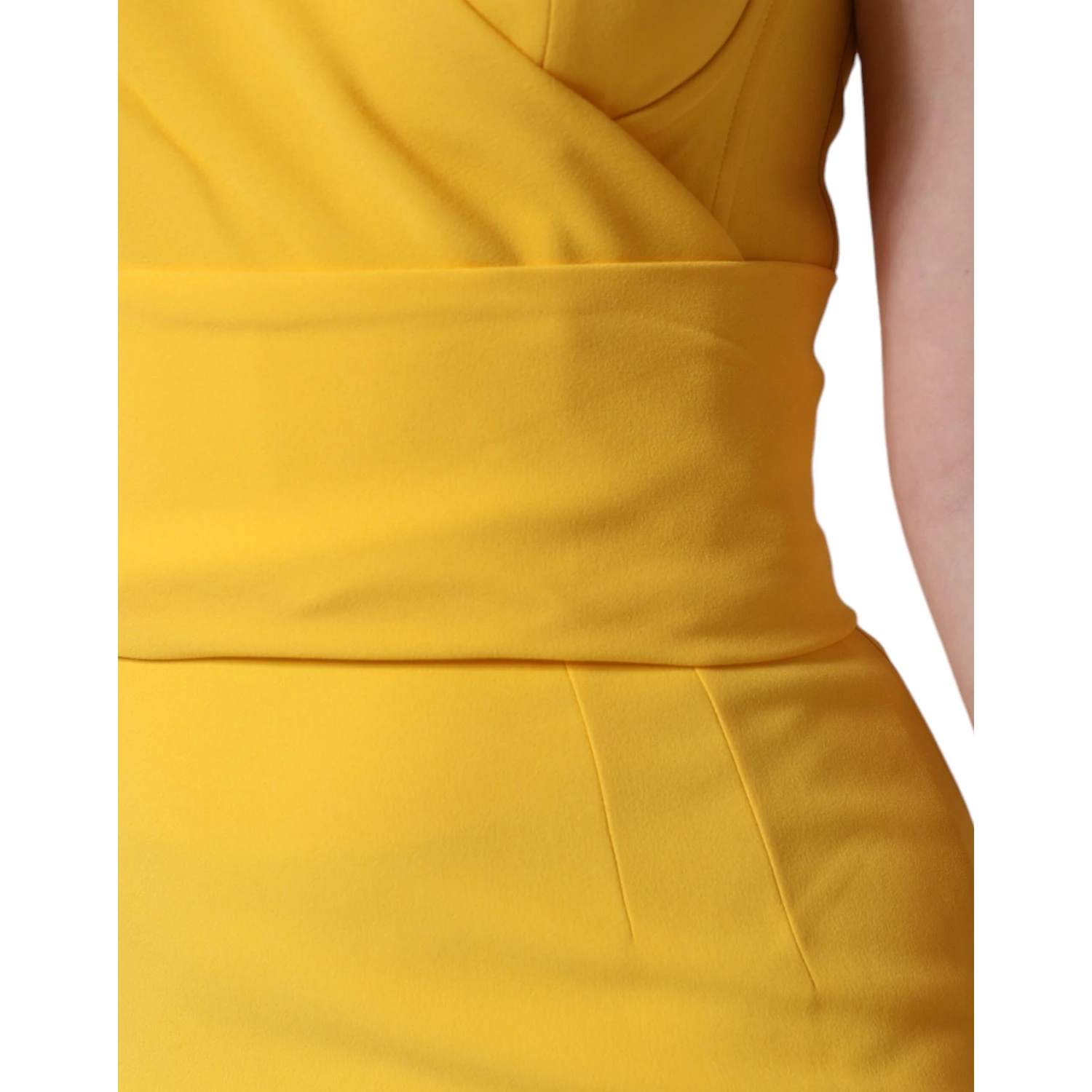 Yellow One Shoulder Side Slit Midi Dress
