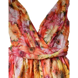 Multicolor Floral Sleeveless V-neck Midi Dress