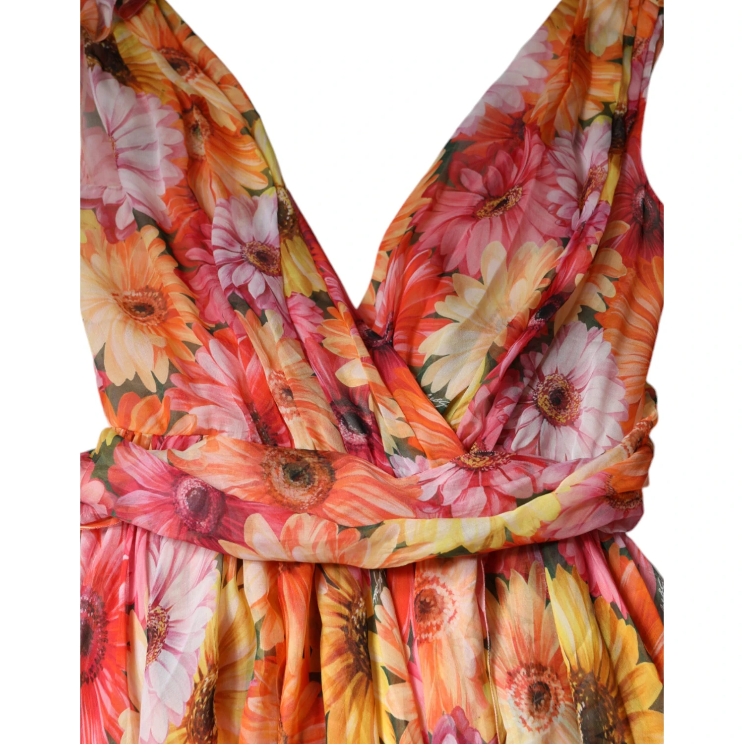 Multicolor Floral Sleeveless V-neck Midi Dress