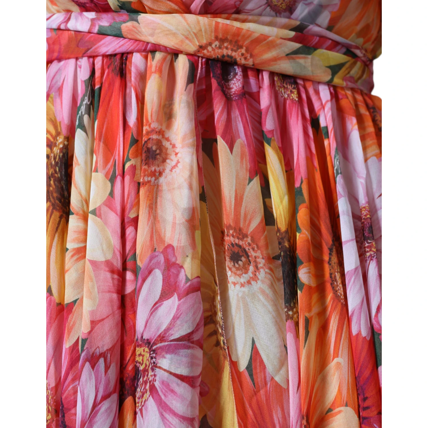 Multicolor Floral Sleeveless V-neck Midi Dress