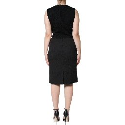Black Cotton Sheath Knee Length Dress