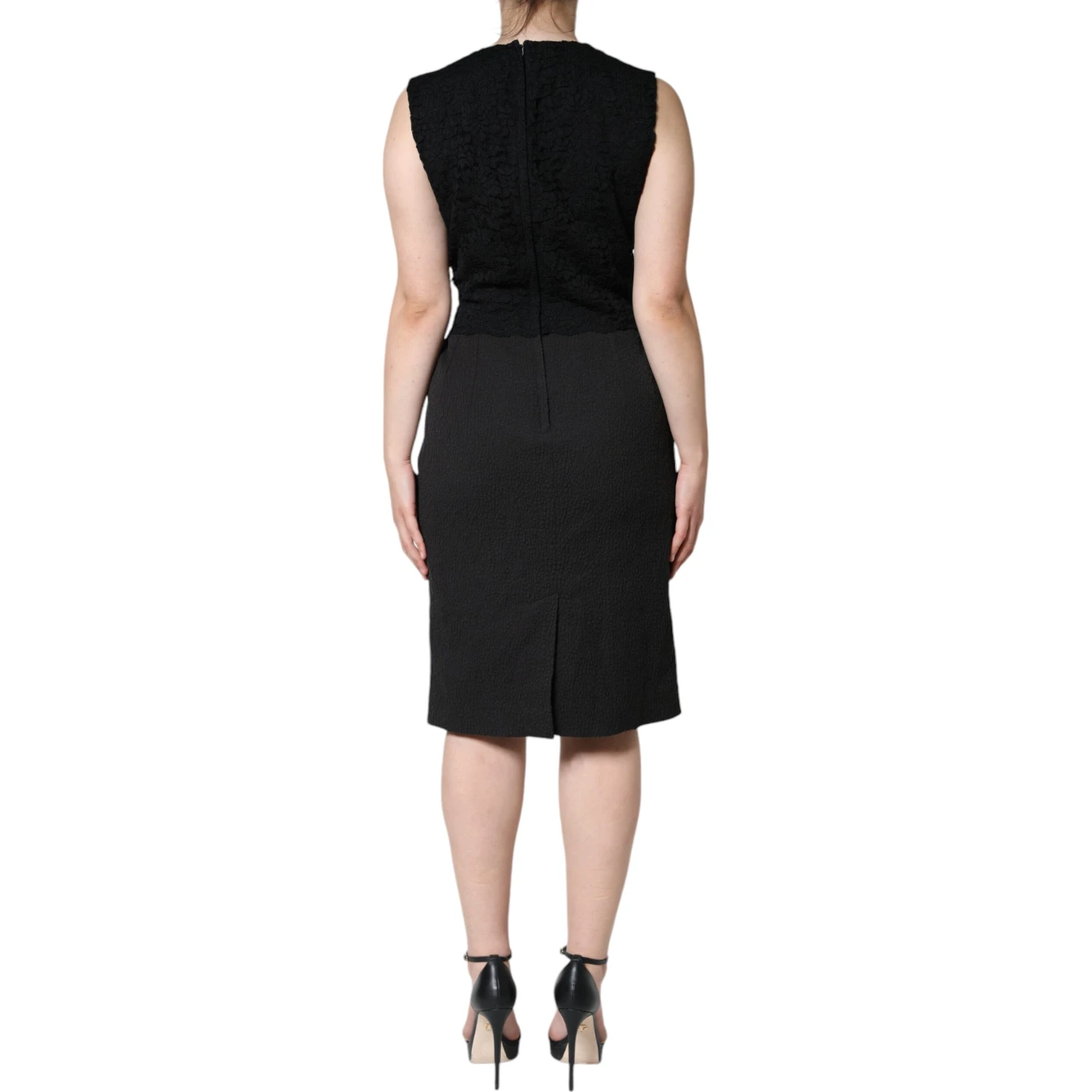 Black Cotton Sheath Knee Length Dress