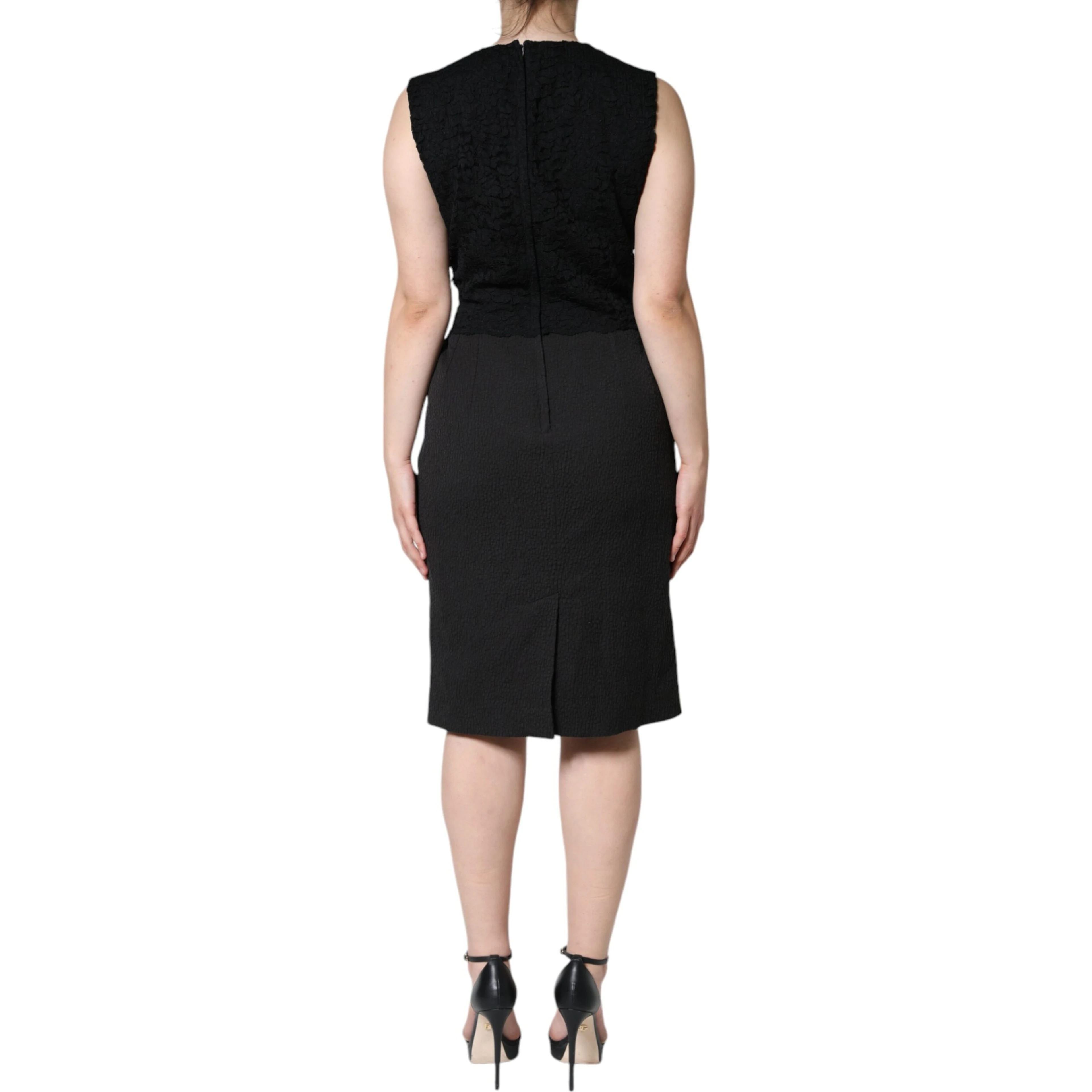 Black Cotton Sheath Knee Length Dress