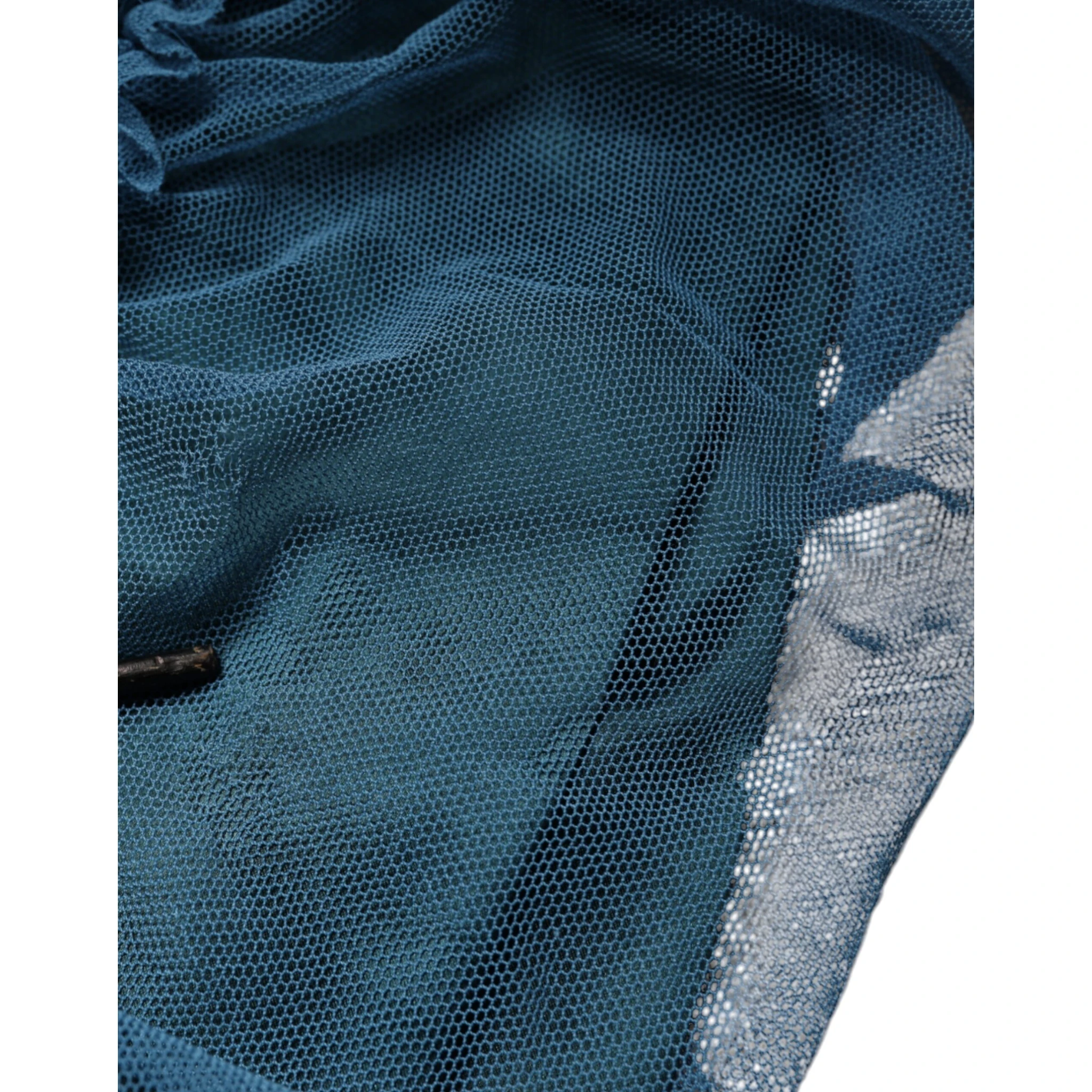 Blue Mesh Trim Ruched Tulle Sheath Dress