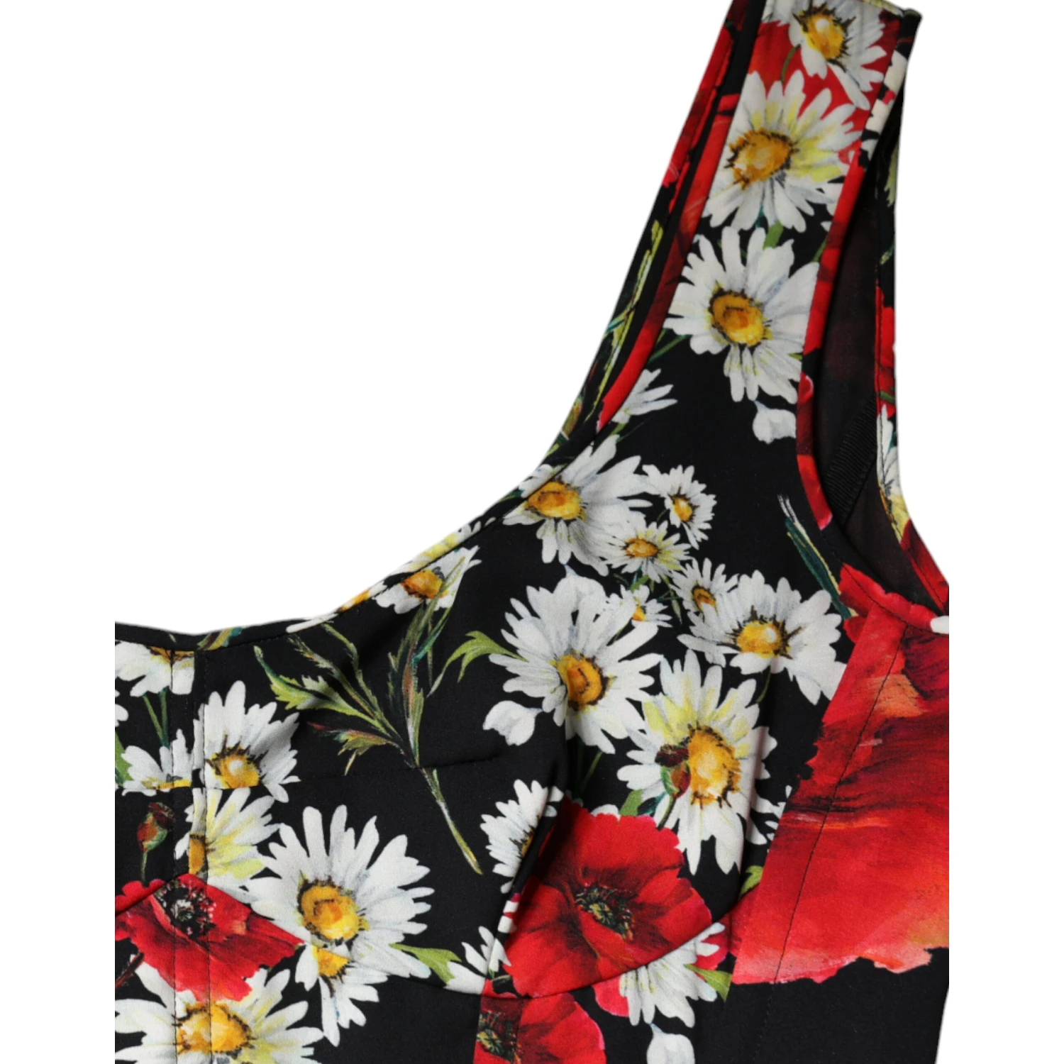 Black Floral Silk Sleeveless Long Gown Dress