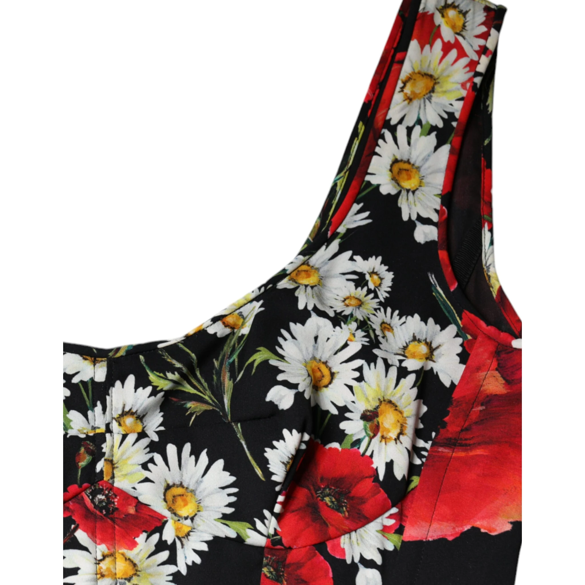 Black Floral Silk Sleeveless Long Gown Dress