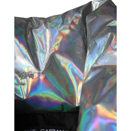 Silver Iridescent Puffer Full Zip Coat Jacket