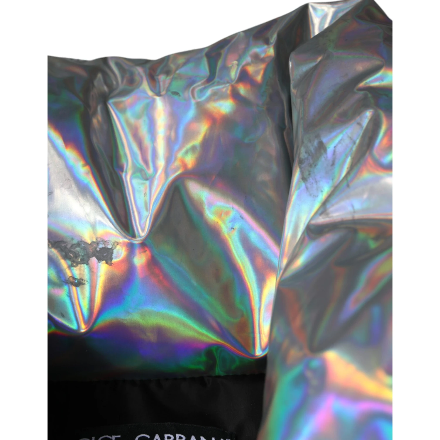 Silver Iridescent Puffer Full Zip Coat Jacket