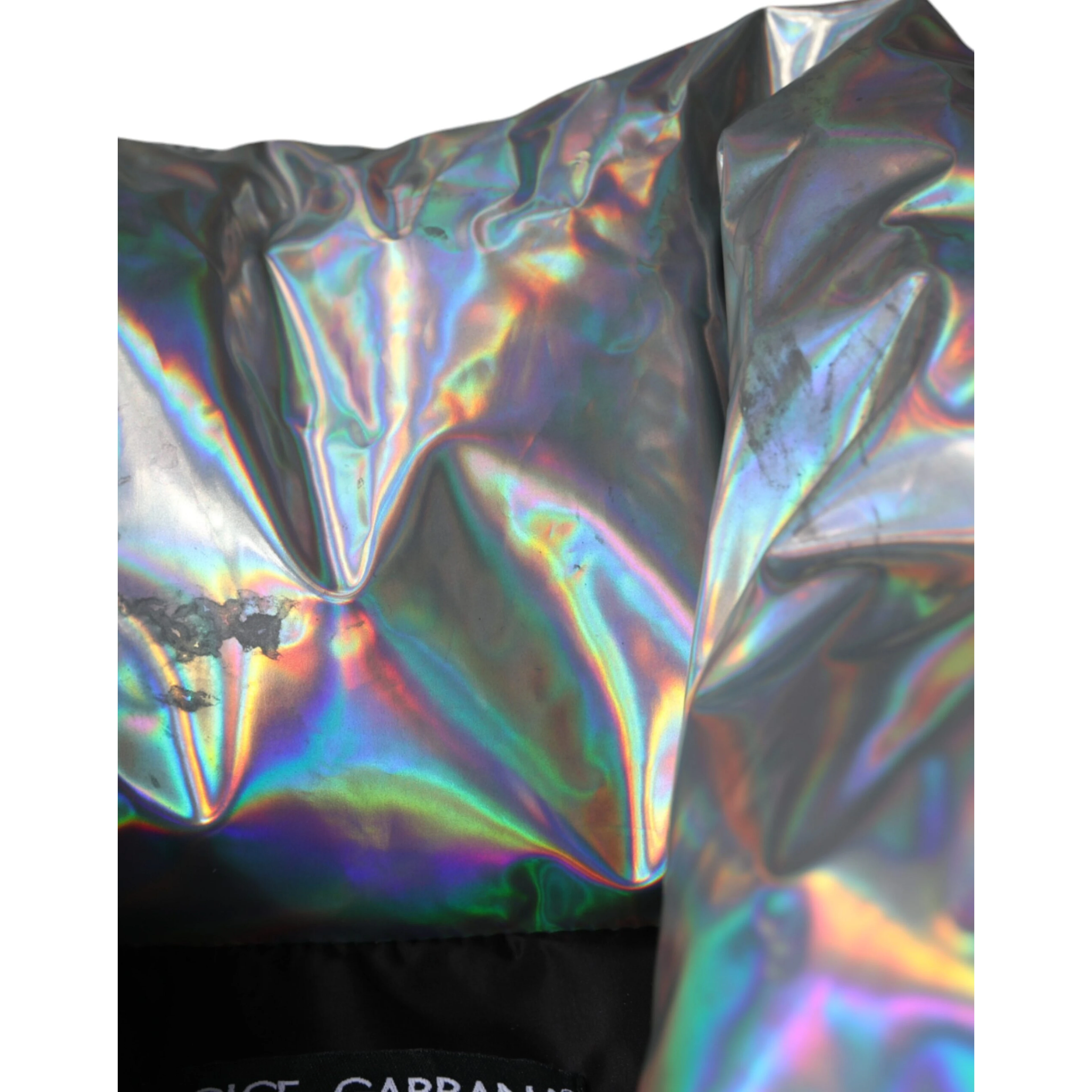 Silver Iridescent Puffer Full Zip Coat Jacket