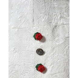 White Floral Brocade Embellished Mini Skirt