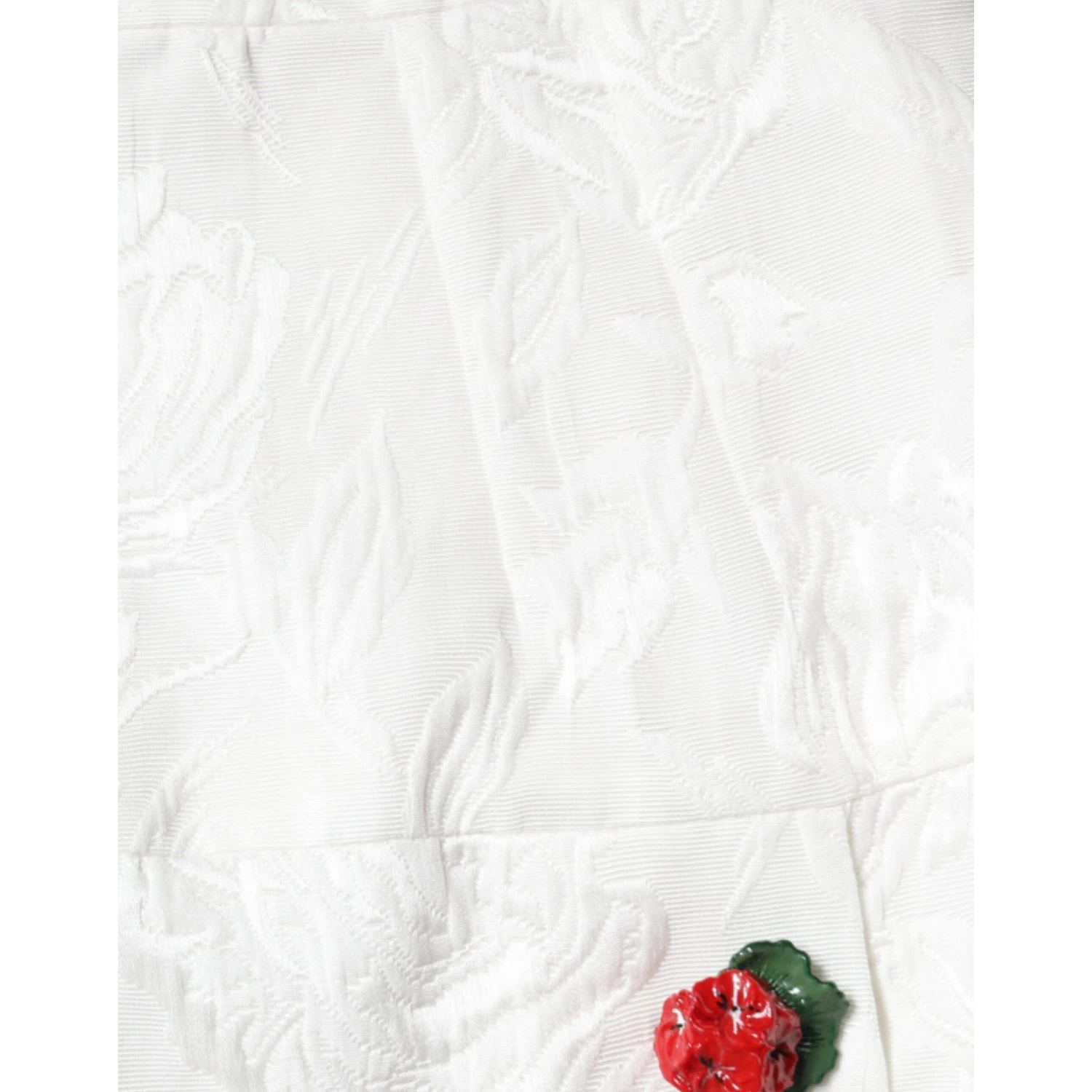 White Floral Brocade Embellished Mini Skirt