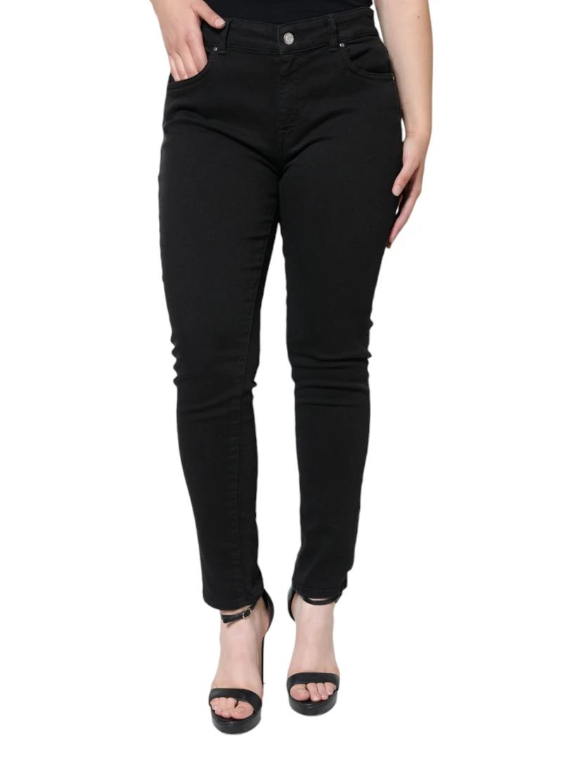 Black Cotton Stretch Skinny Denim Jeans