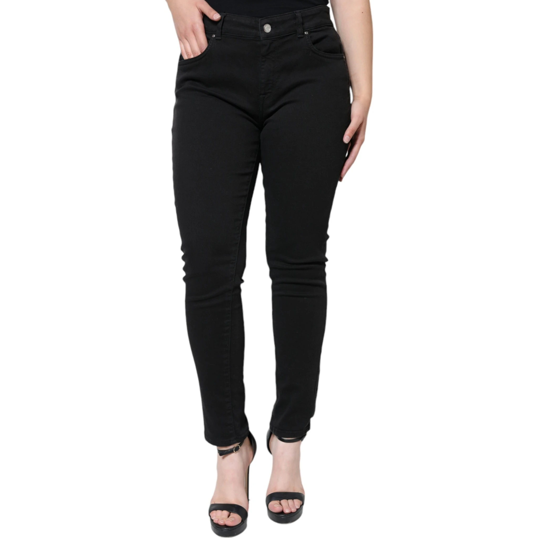 Black Cotton Stretch Skinny Denim Jeans