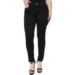 Black Cotton Stretch Skinny Denim Jeans