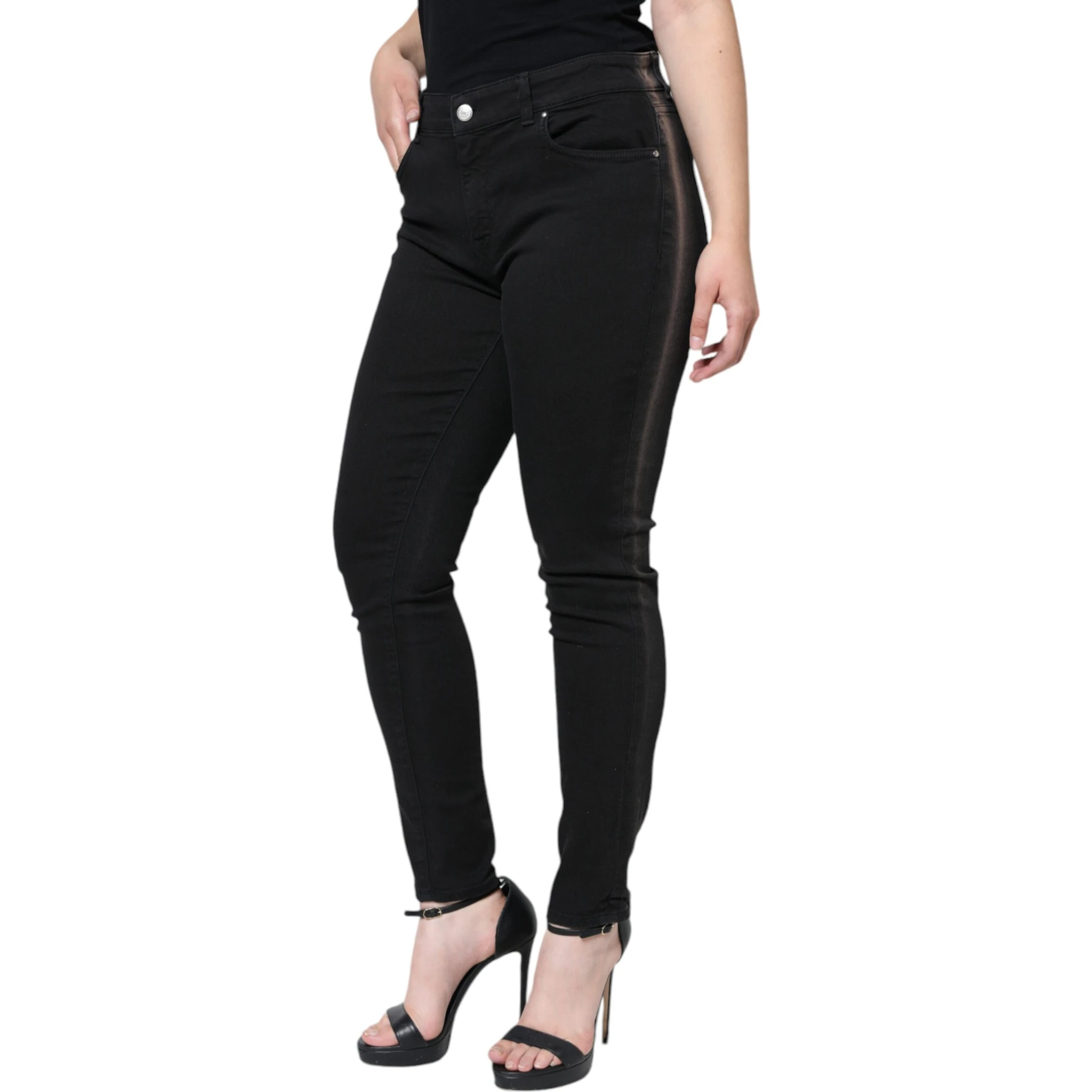 Black Cotton Stretch Skinny Denim Jeans