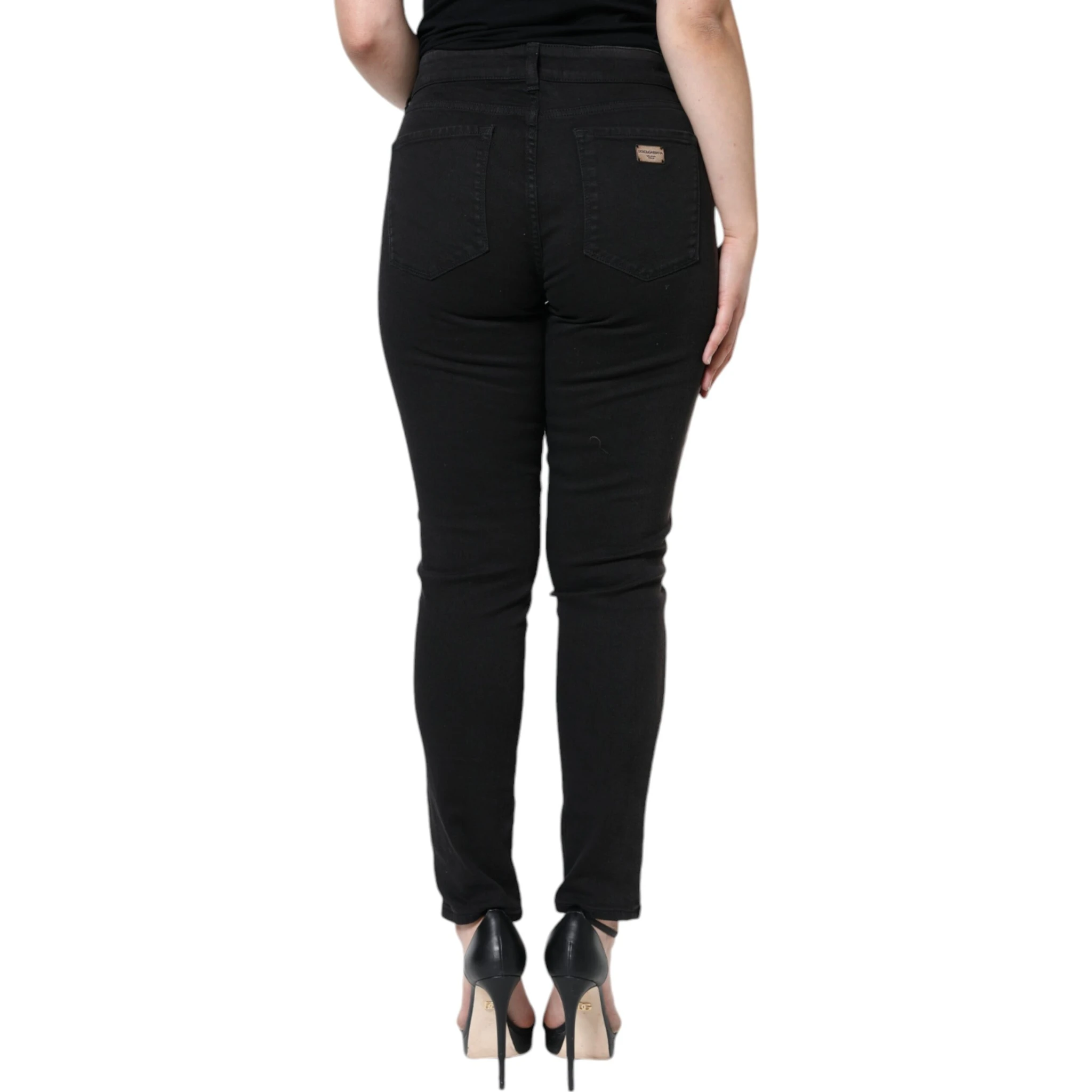 Black Cotton Stretch Skinny Denim Jeans