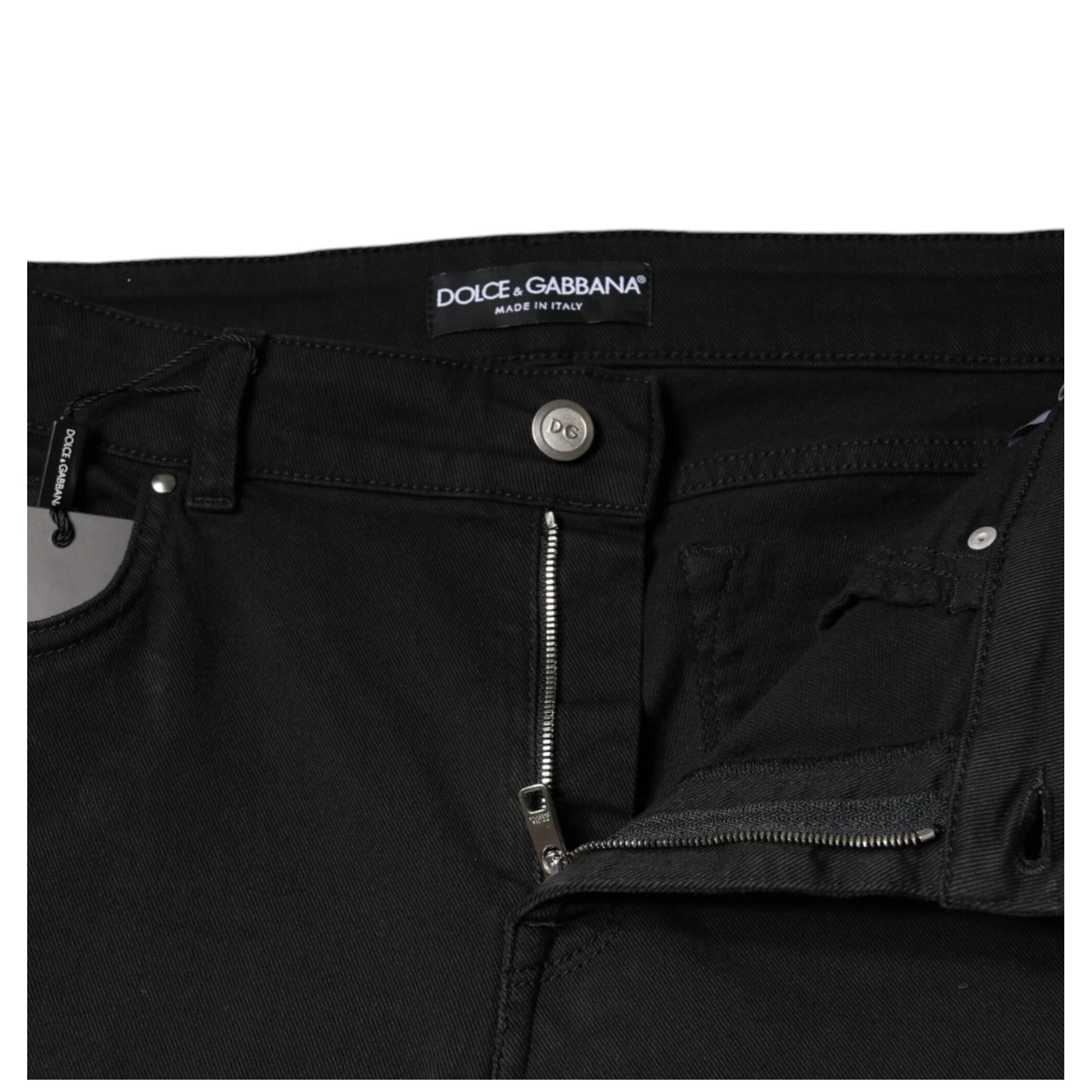 Black Cotton Stretch Skinny Denim Jeans