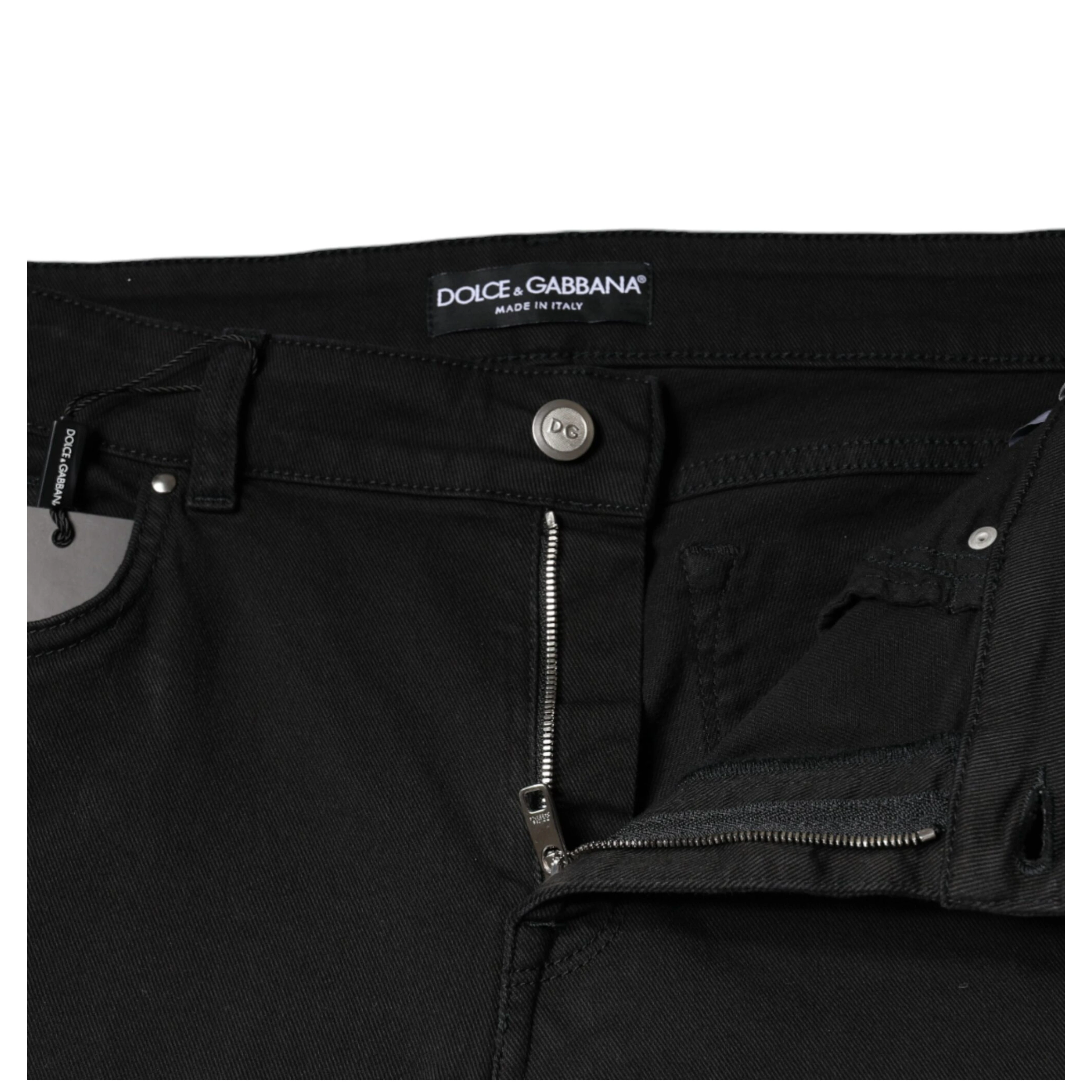 Black Cotton Stretch Skinny Denim Jeans
