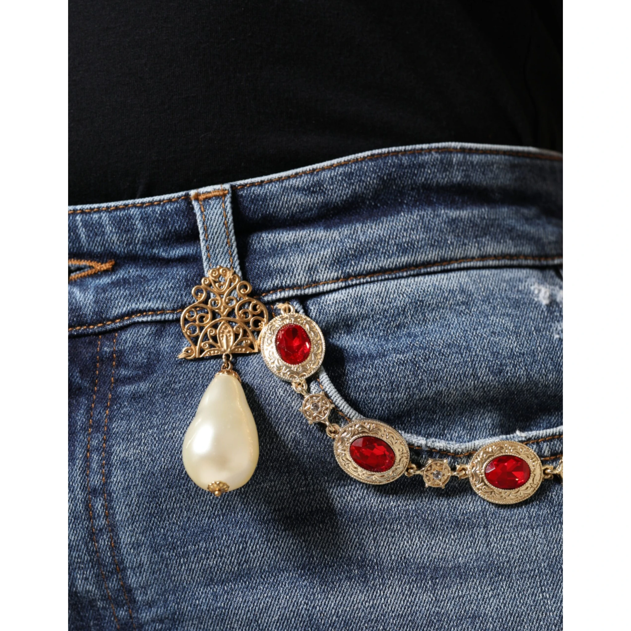 Dark Blue Cotton Tattered Skinny Denim Jeans