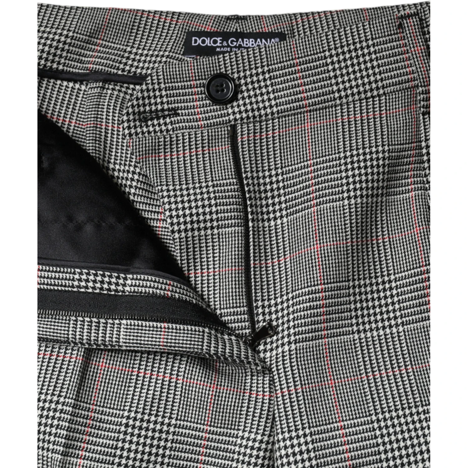 Gray Plaid Wool Mid Waist Women Tapered Pants
