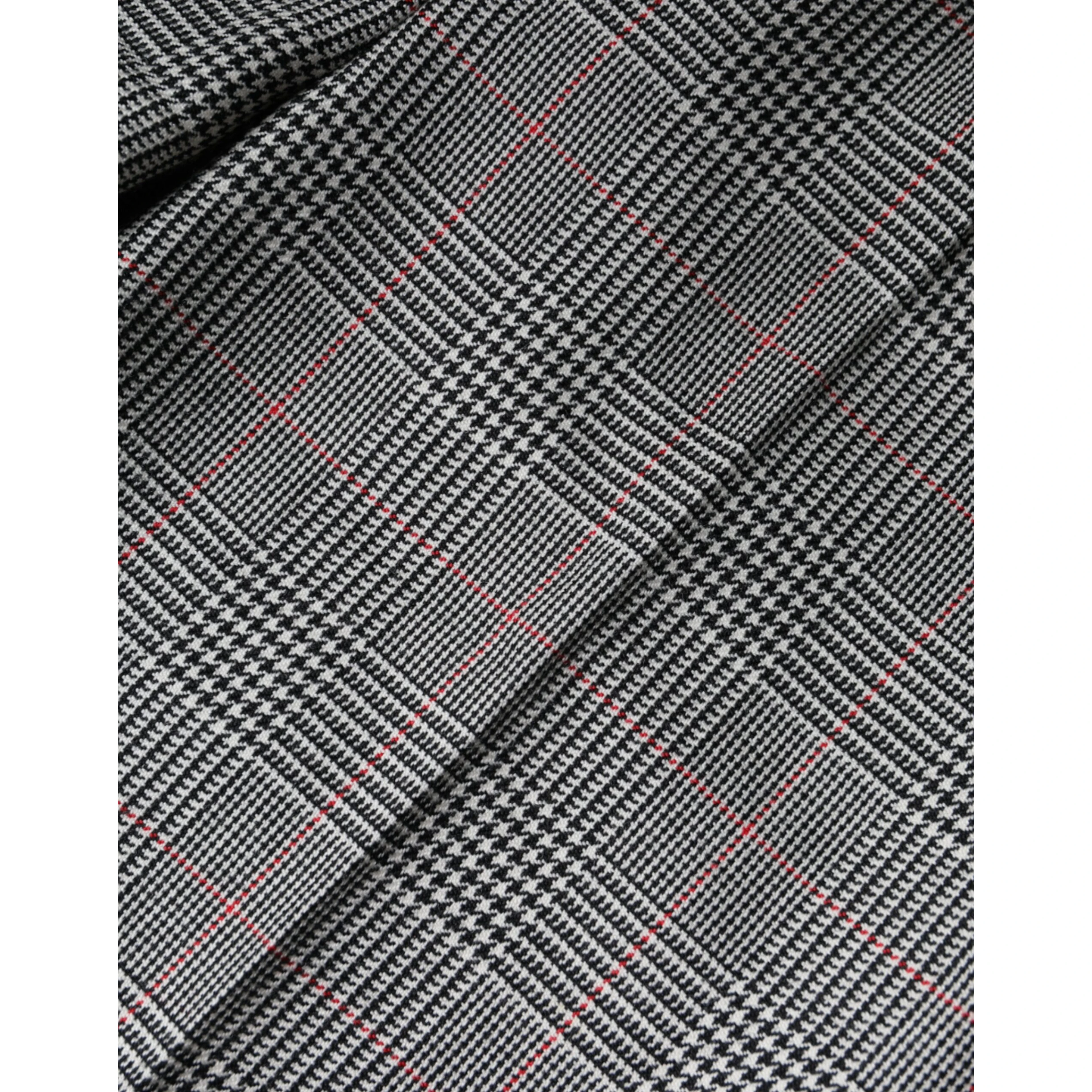 Gray Plaid Wool Mid Waist Women Tapered Pants