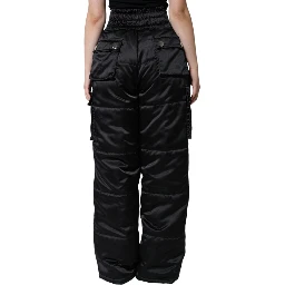 Black Quilted High Waist Women Boot Cut Pants