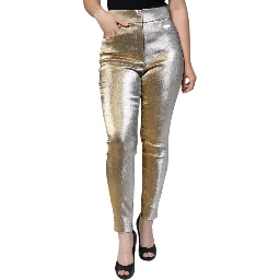 Metallic Gold High Waist Skinny Pants