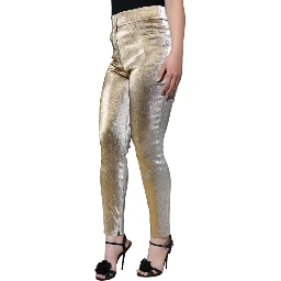 Metallic Gold High Waist Skinny Pants